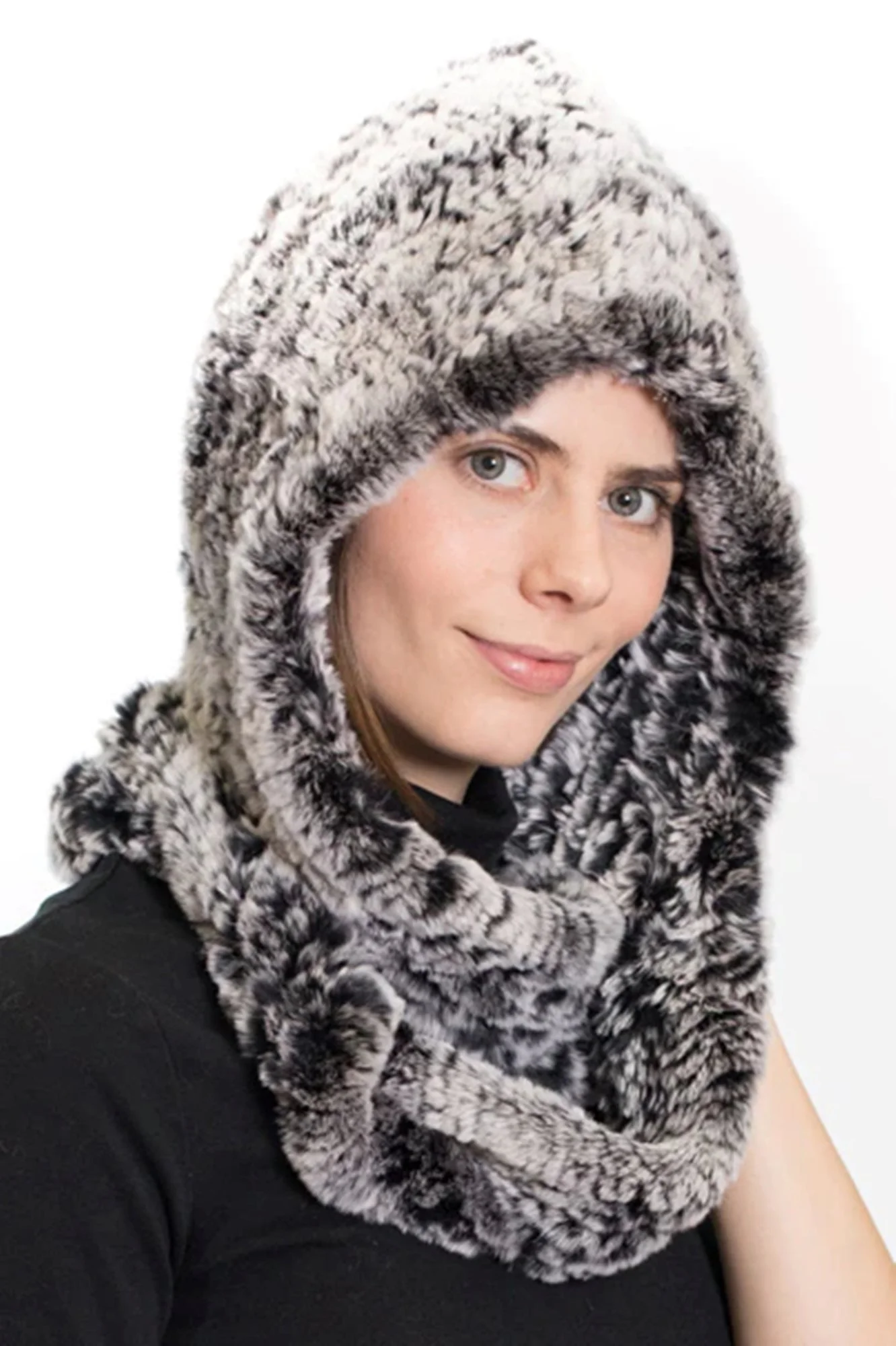 Rex Rabbit Fur Scarf –Infinity Scarf Hood Scarf for Women – Warm